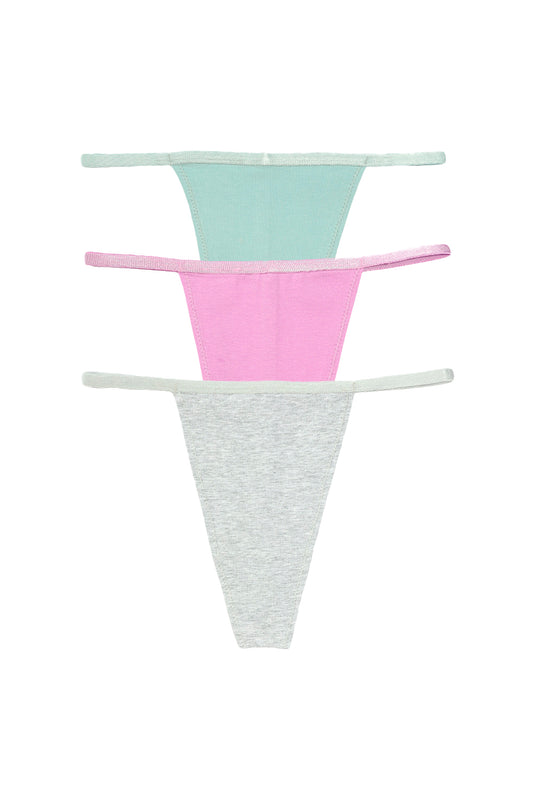 3-Рack High-Fit Cotton Thongs Pastel