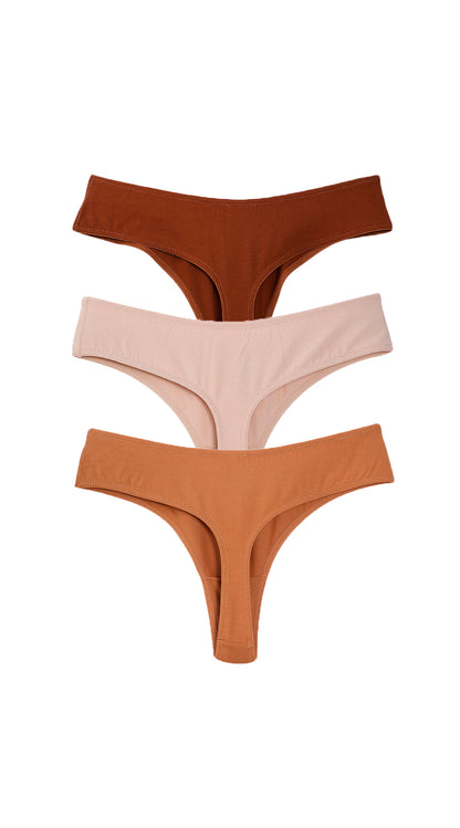 3-Рack Everyday Cotton Thongs Nude