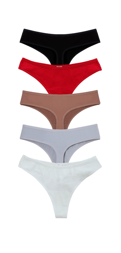 5-Рack High Fitting Cotton Thongs Essentials Mix