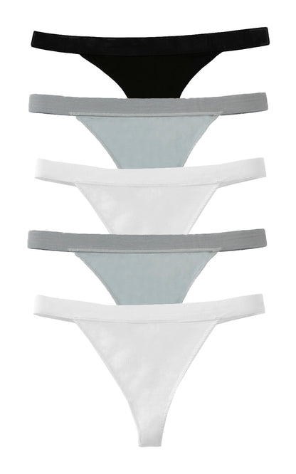 5-Рack Dipped Cotton Thong Monochrome