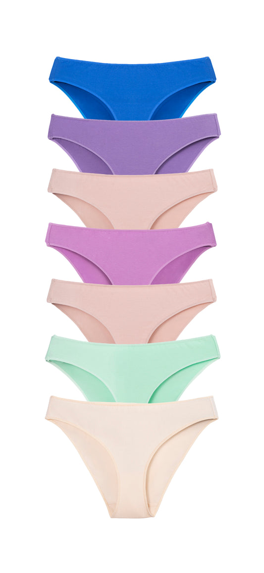 7-Рack Smooth Low Waisted Bikini Panties Pastel