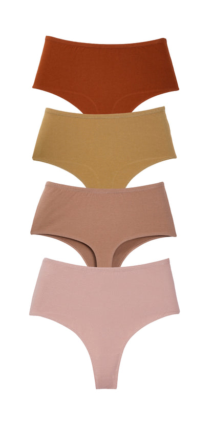 4-Рack High-Waisted Everyday Thongs Neutral