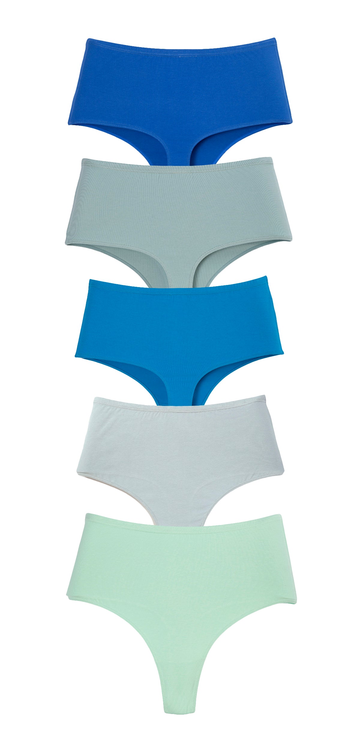 5-Рack High-Waisted Everyday Thongs Ocean Breeze