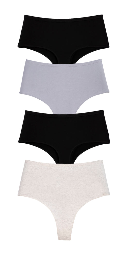 4-Рack High-Waisted Everyday Thongs Monochrome