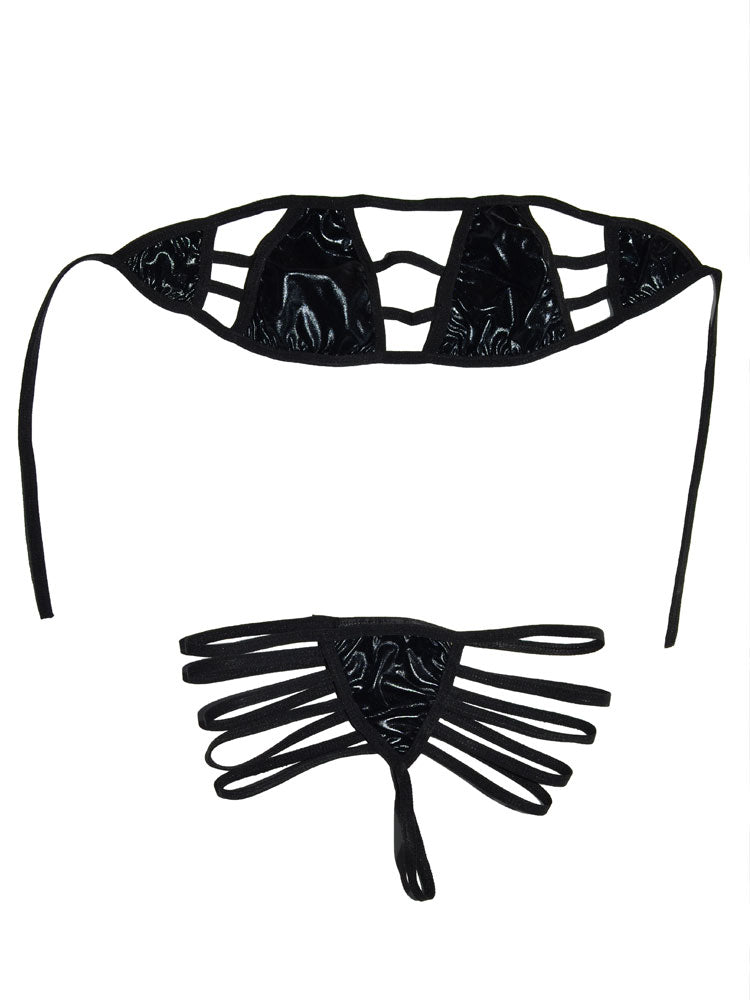 Shimmering Latex-Inspired Bra and Thong Set