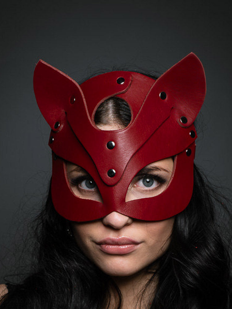 Leather Cat Mask Marsala