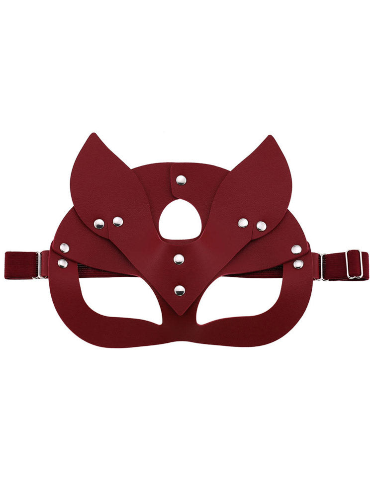 Leather Cat Mask Marsala