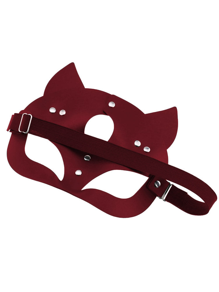 Leather Cat Mask Marsala