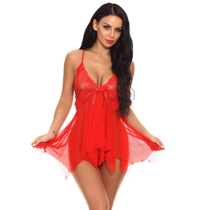 Transparent Asymmetrical Short Robe Red