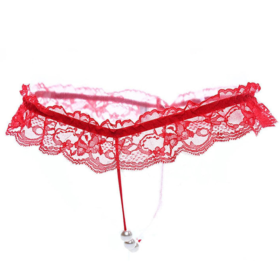 Red  Elegance Pearl Thong