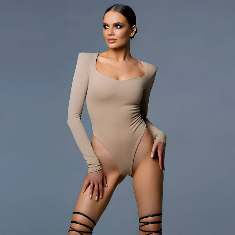 Long Sleeve Bodysuit with Elegant Shoulders