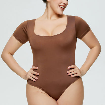 Brown Scoop Neck Bodysuit