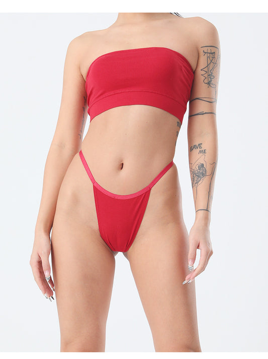 High-Fit Cotton Thongs Red