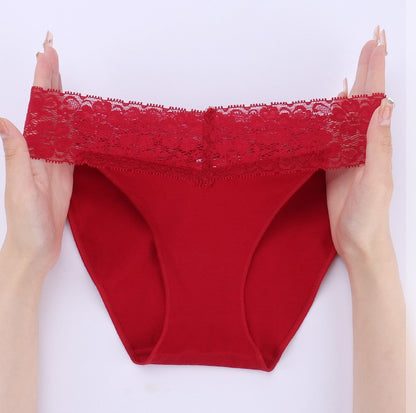 Lacy Low Waist Cheeky Panties Red