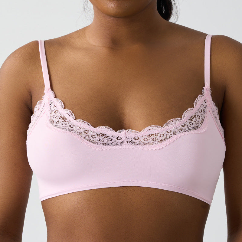 Pink Lace-Trimmed Bralette