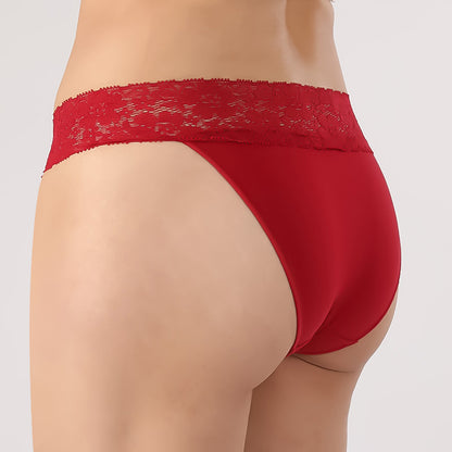 Lacy Low Waist Cheeky Panties Red