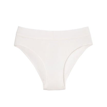 White Seamless Briefs With Wide Waist