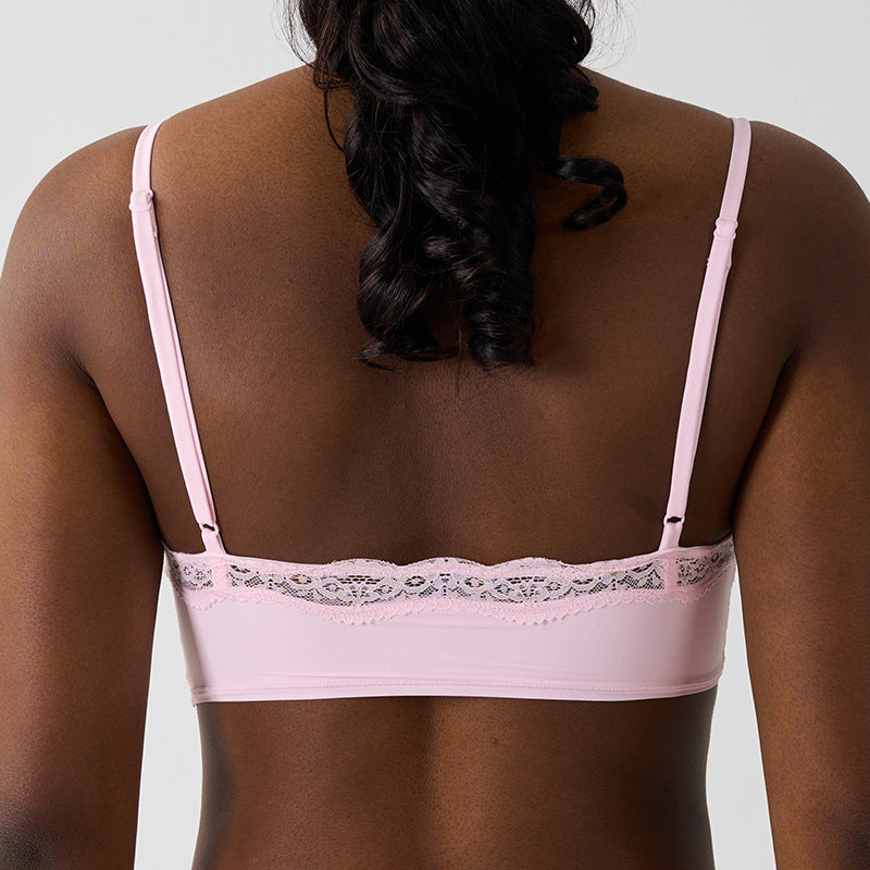 Pink Lace-Trimmed Bralette