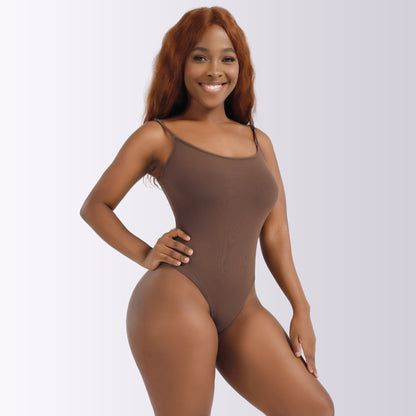 Brown Spaghetti Strap Bodysuit