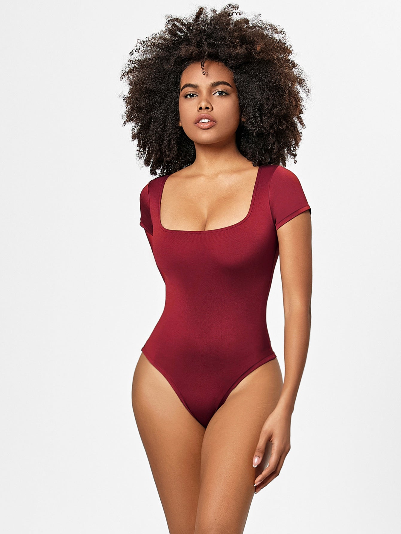 Brown Scoop Neck Bodysuit