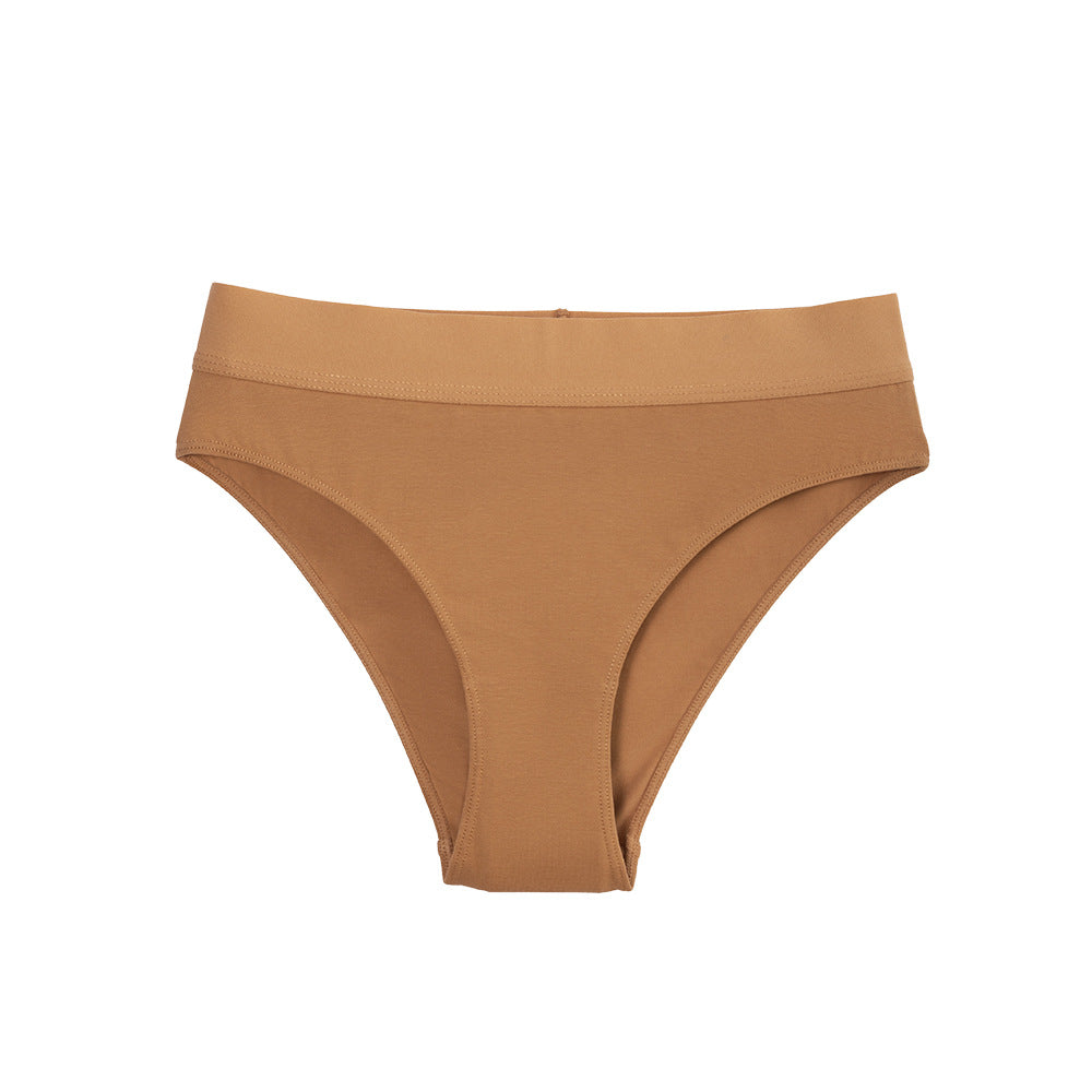 Beige Seamless Briefs With Wide Waist