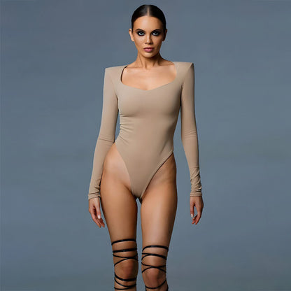 Long Sleeve Bodysuit with Elegant Shoulders