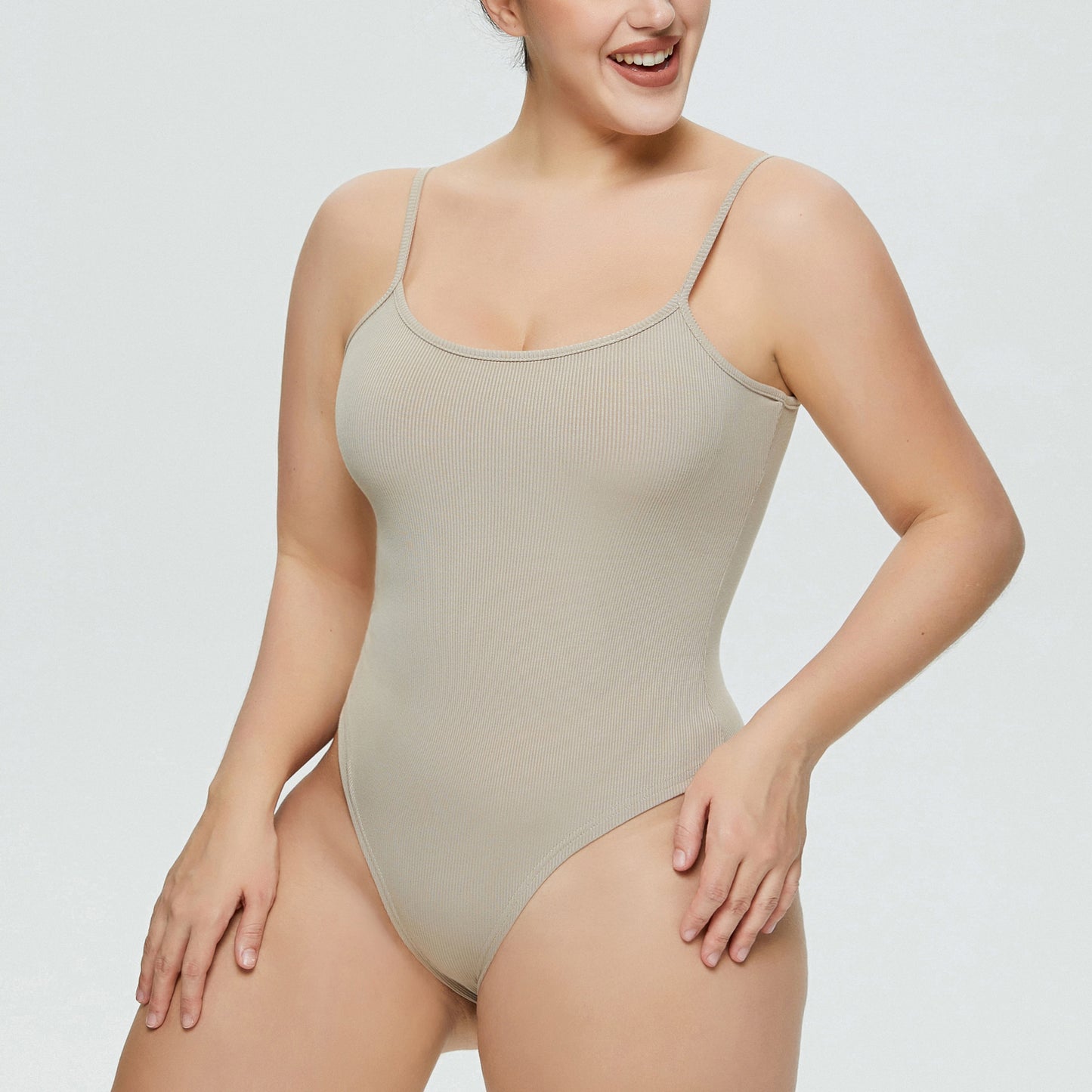 Beige Spaghetti Strap Bodysuit