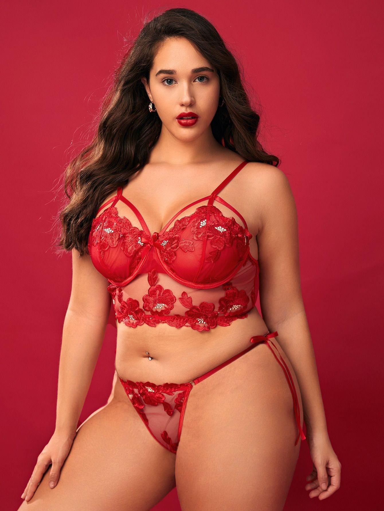 Scarlet Desire Floral Lace Set