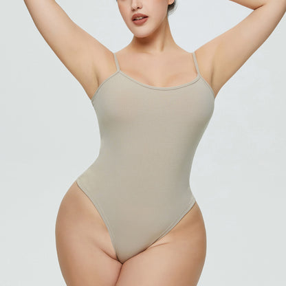 Beige Spaghetti Strap Bodysuit