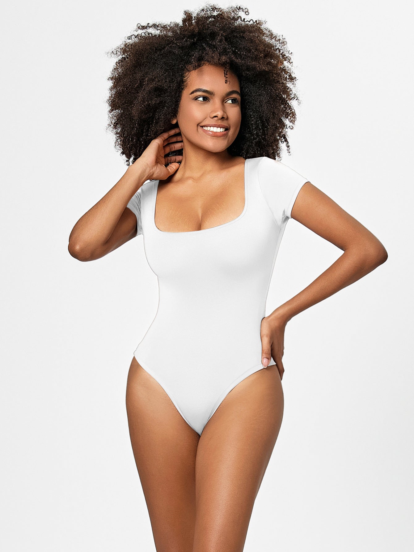 White Scoop Neck Bodysuit