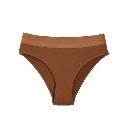 Beige Seamless Briefs With Wide Waist