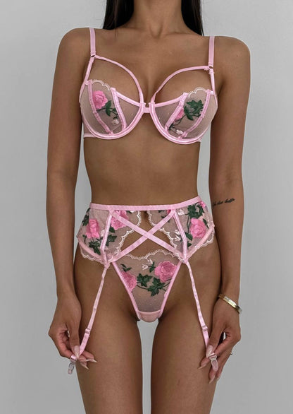 Floral Whirlwind  (Pink Set With Embroidery)