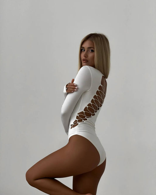 Bodysuit with Аccentuated Back (White)